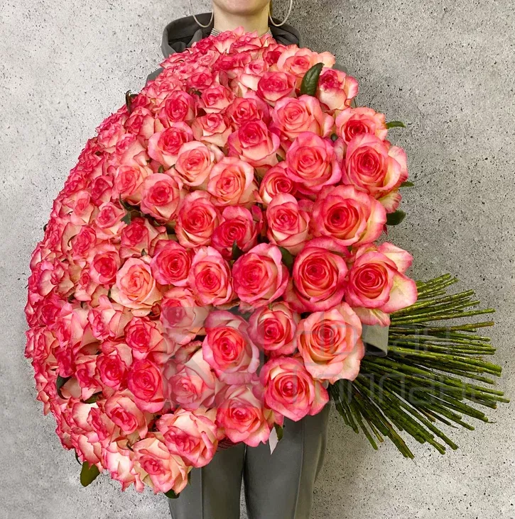 Букет 101 розовая роза 60 см